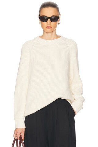 Jenni Kayne Oversized Cotton Fisherman Sweater in Ivory | FWRD 