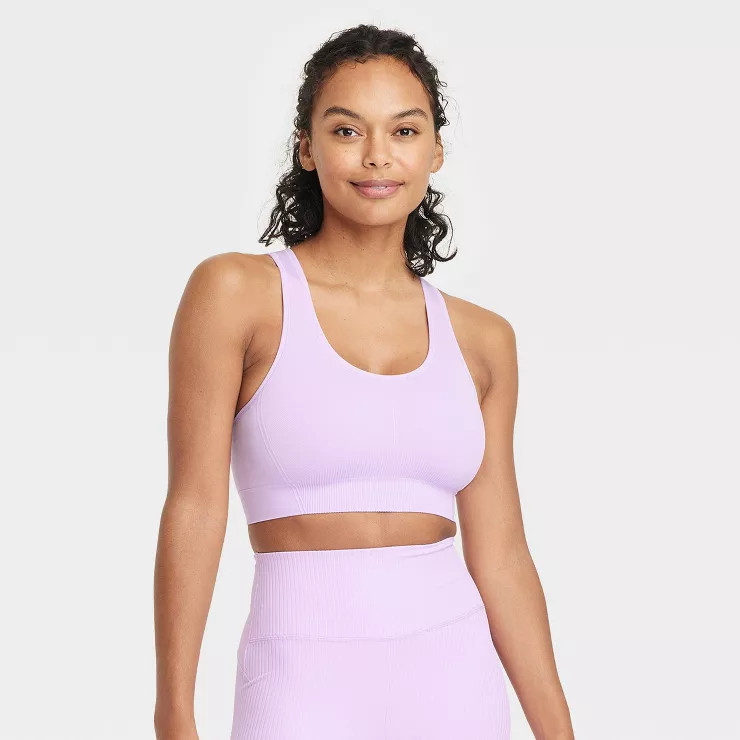 Women's Medium Support Seamless Racerback Midline Sports Bra - All in Motion™ | Target