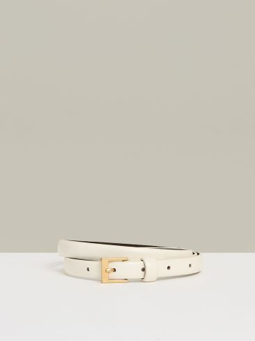 Reiss Off White Holly Thin Leather Belt | Reiss UK