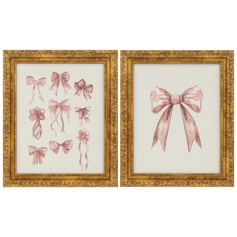 My Texas House Pretty Pink Bows Framed Art 2pc Set 10x12 | Walmart (US)