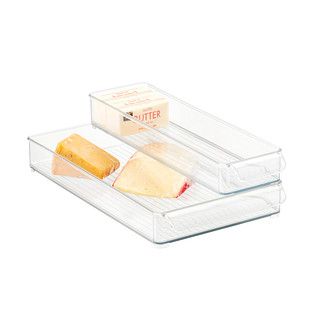 iDESIGN Narrow Fridge Bins Tray Clear | The Container Store