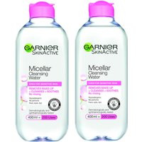 Garnier Micellar Water Facial Cleanser Sensitive Skin 400ml Duo Pack | Lookfantastic US