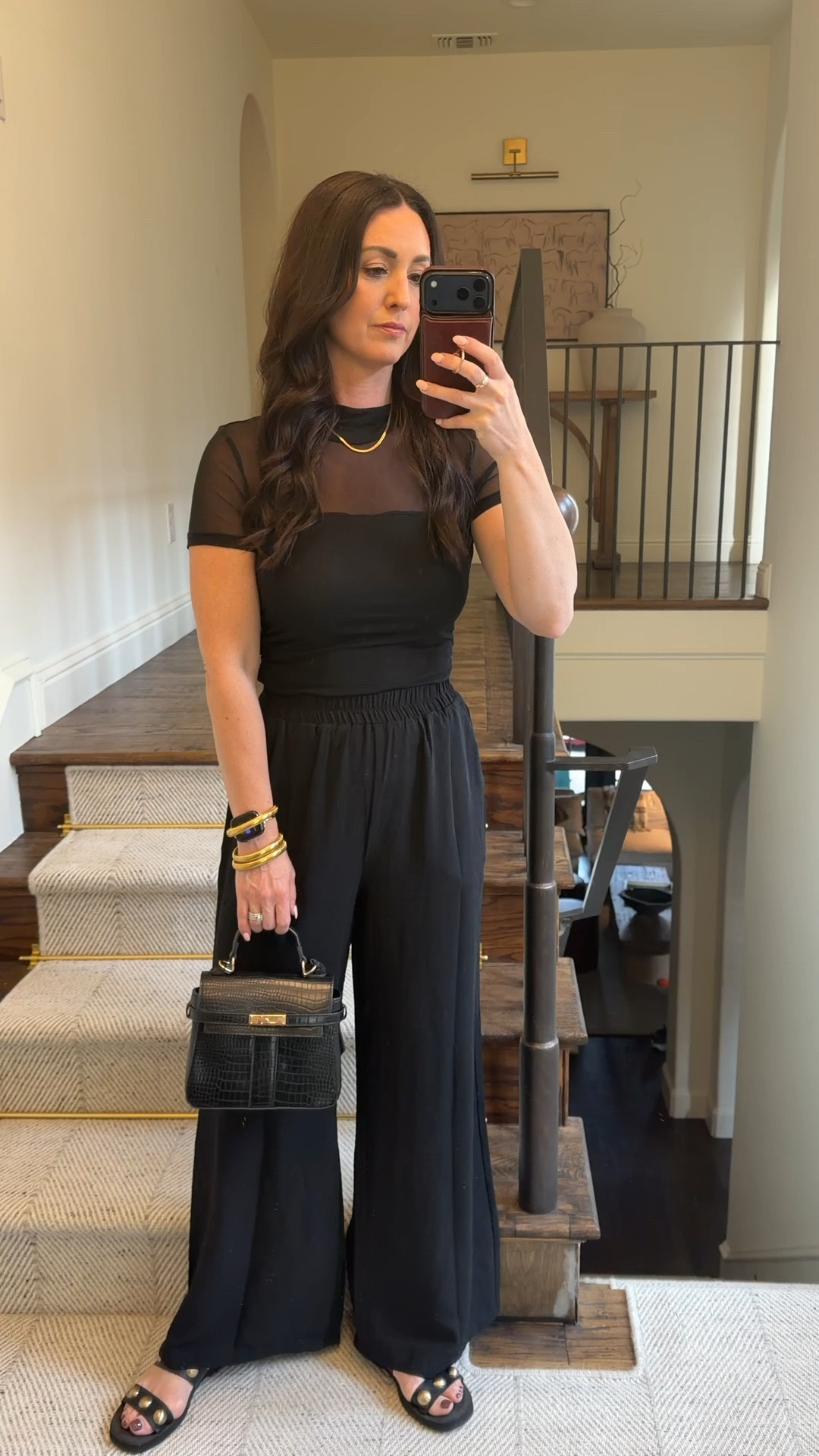 Easy chic and affordable dinner outfit - wearing the wide leg pants from
The two piece set along with this sheer top! On sale for $9.99! 

#LTKootd #LTKWorkwear #LTKOver40