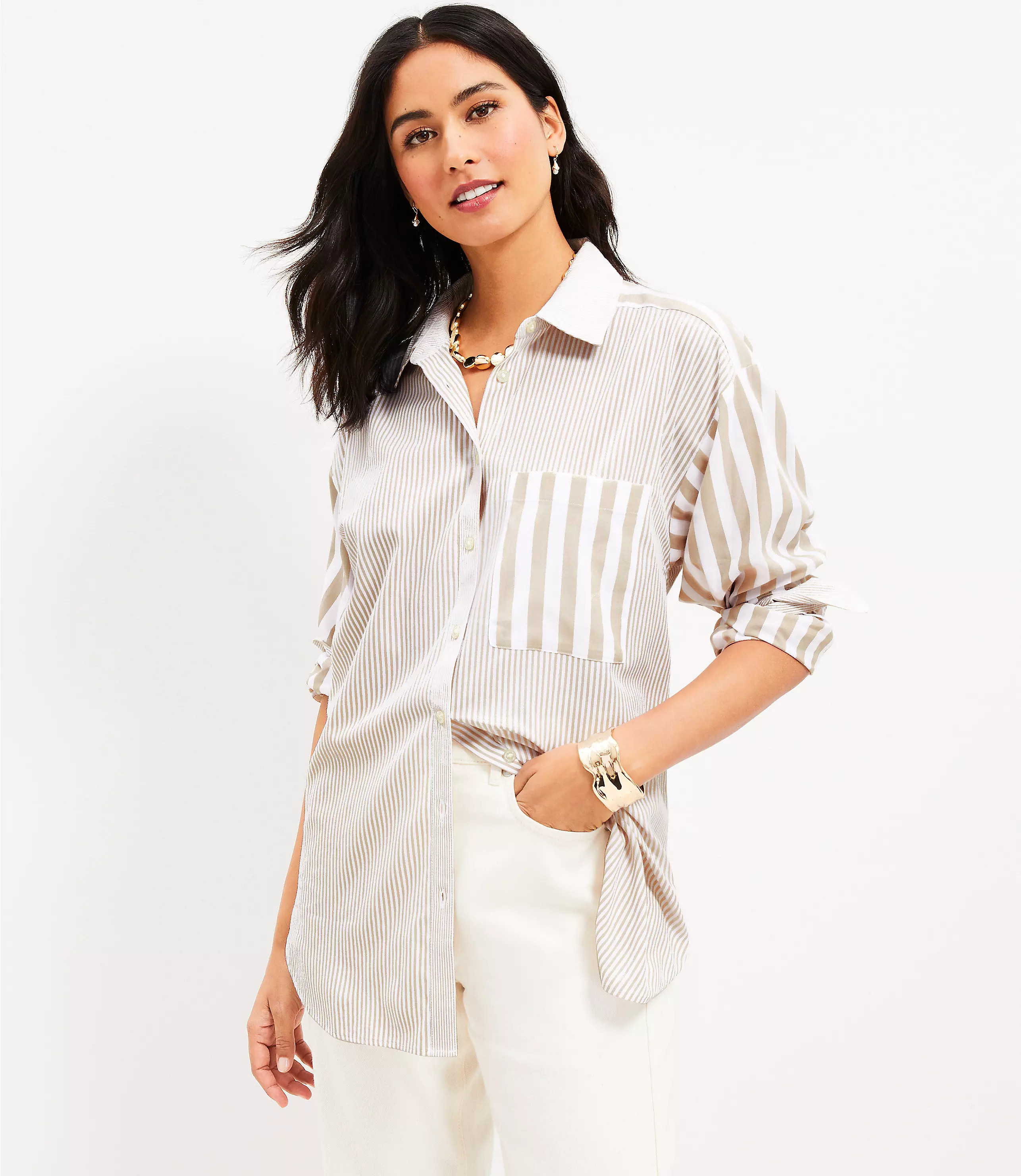Striped Oversized Everyday Shirt | LOFT