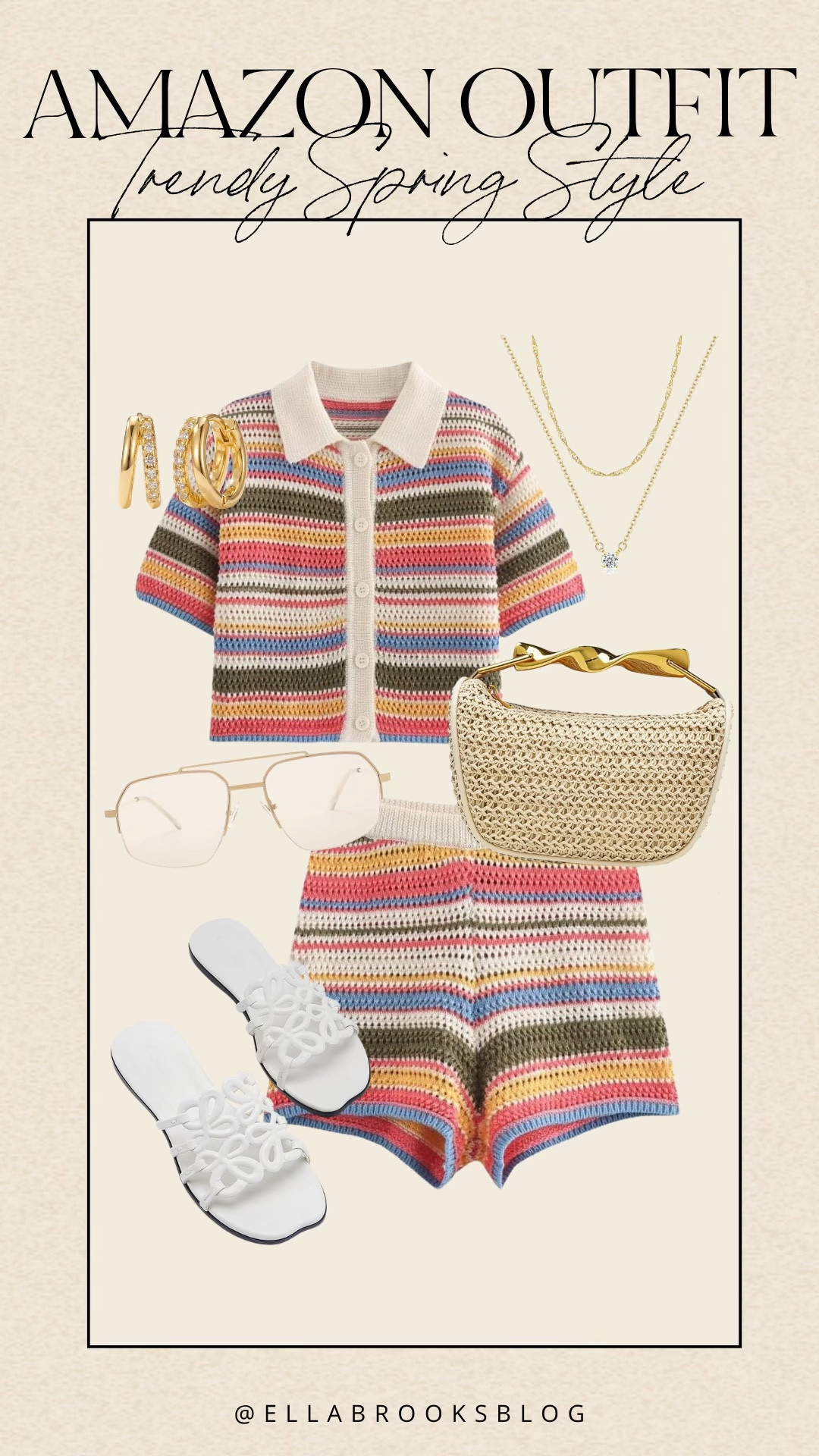 Trendy spring Amazon outfit!

Striped set, matching set, Amazon style, look for less sandals, crochet bag, spring style, vacation outfit

#LTKSeasonal #LTKootd