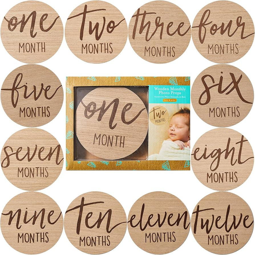 Kate & Milo Baby Monthly Milestone Marker Discs, Reversible Photo Props, Baby Growth and Pregnanc... | Amazon (US)
