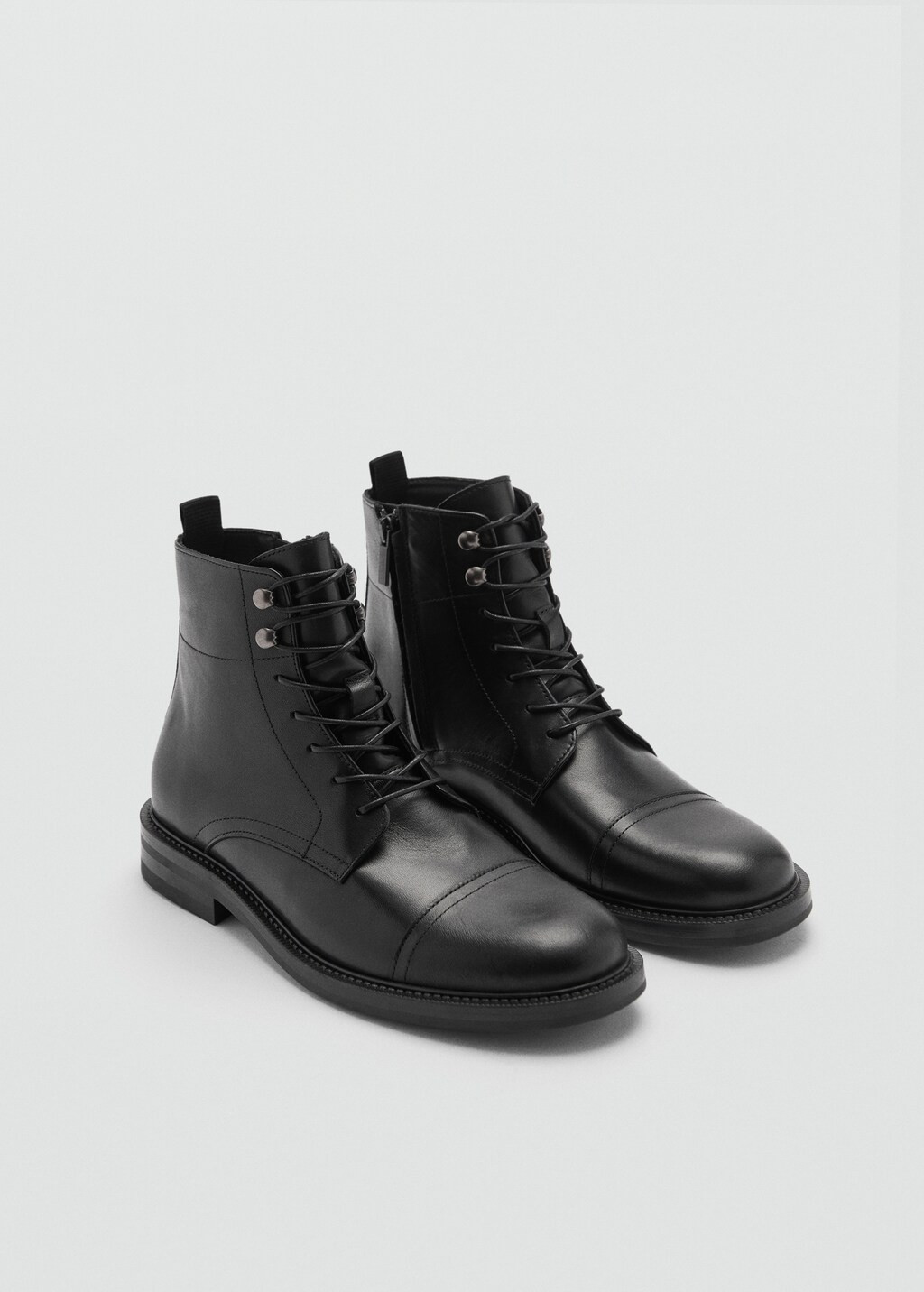 Lace-up leather ankle boots | MANGO (US)