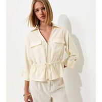 Women's Cream Utility Pocket Zip Up Drawstring Jacket New Look | New Look (UK)