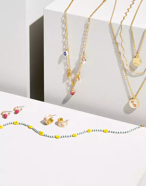 Three-Piece Enamel Clementine Coin Necklace Set | Madewell