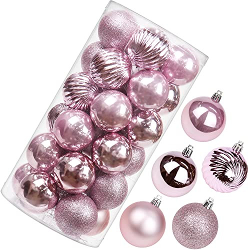 2.36" Christmas Ball Ornaments Shatterproof Pink Christmas Ornaments Set 30 pcs Pink Ornaments for Christmas Tree Halloween Holiday Wedding Party Decoration | Amazon (US)