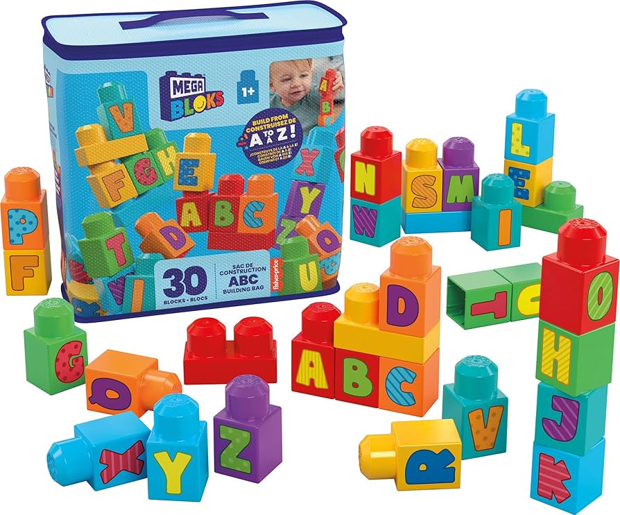 MEGA BLOKS First Builders ABC Toddler Blocks Building Toy, ABC Building Bag with 30 Pieces and 1 ... | Amazon (CA)