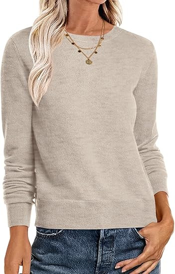 ANRABESS Sweaters for Women Long Sleeve Lightweight Crewneck Soft Basic Knit Loose Fit Pullover T... | Amazon (US)
