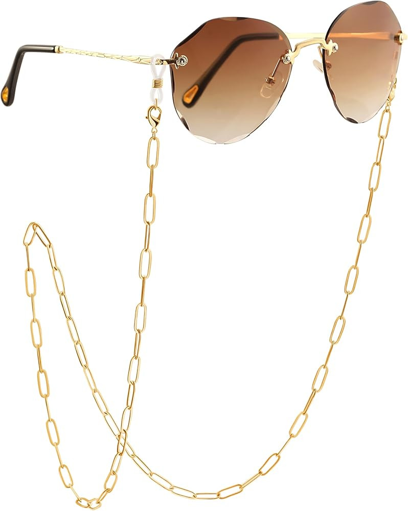 PEARLADA 18K Gold Eyeglass Chain Sunglasses Strap Holder Reading Glasses Retainer Gold Beaded Cha... | Amazon (US)