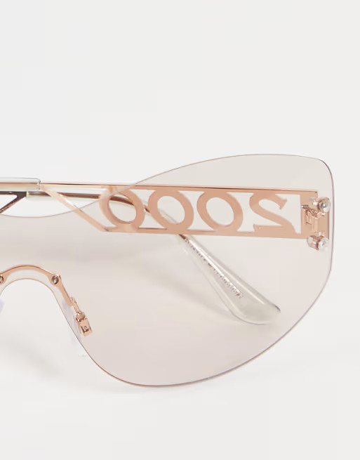Bershka 00's logo sunglasses in brown | ASOS (Global)