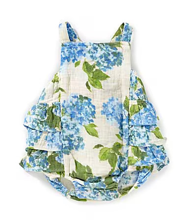 Angel Dear Baby Girls Watercolor Hydrangeas Ruffle Sunsuit - 0/3 Months | Dillard's