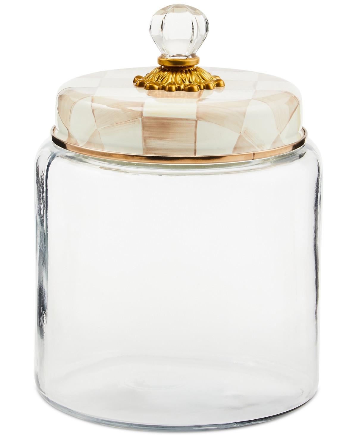 Mackenzie-Childs Mocha Check Large Kitchen Canister - Brown | Macy's