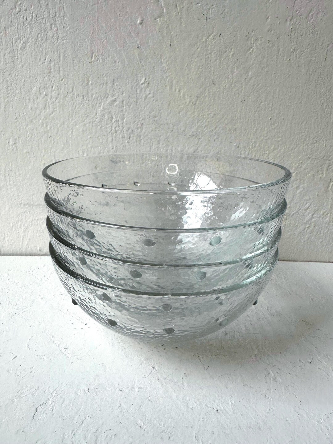 Vintage Textured and Circular Seeded Italian Glass Serving Bowls, Set of Four (4) - Etsy | Etsy (US)