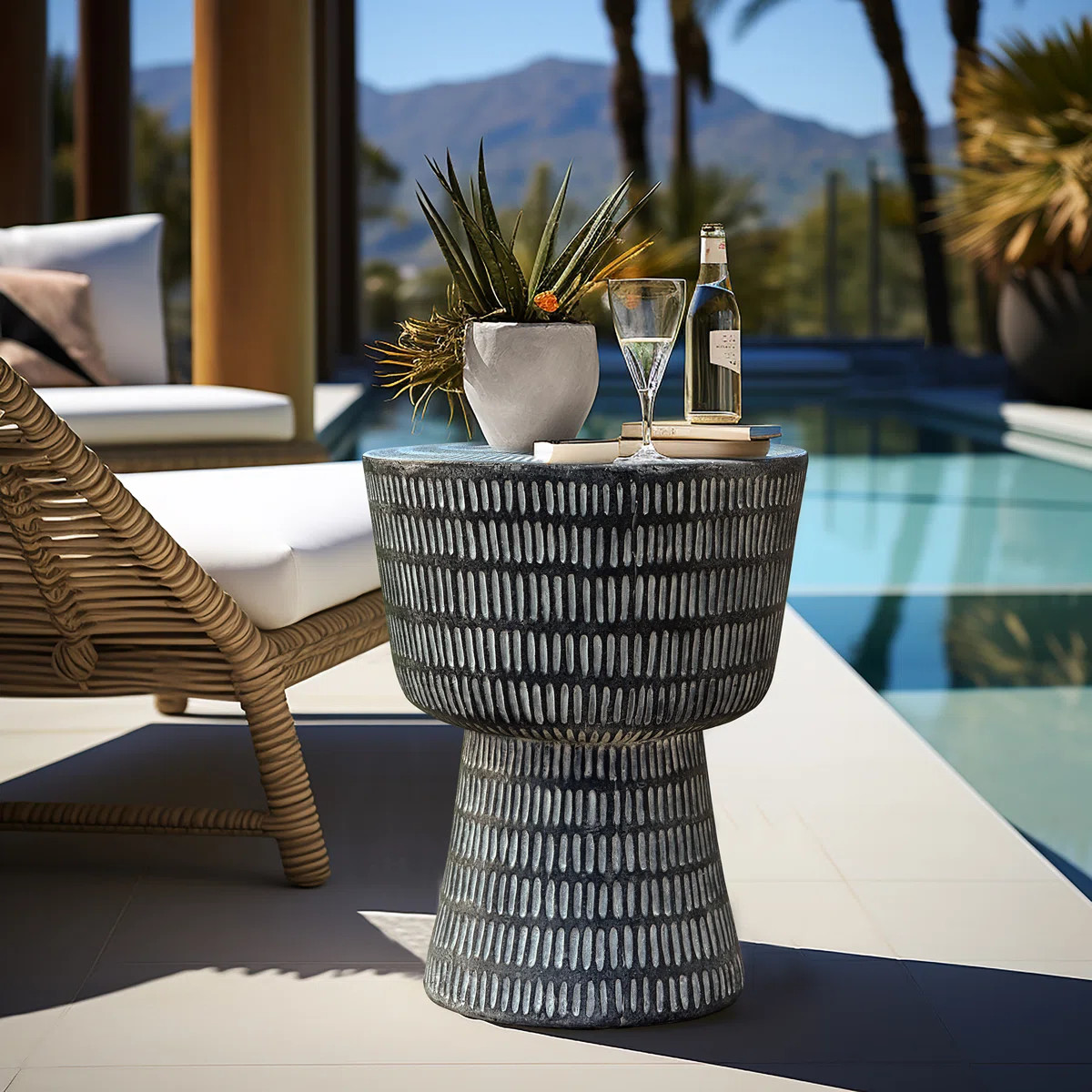 Outdoor and Indoor Round Spiral Pattern Side Table | Wayfair North America