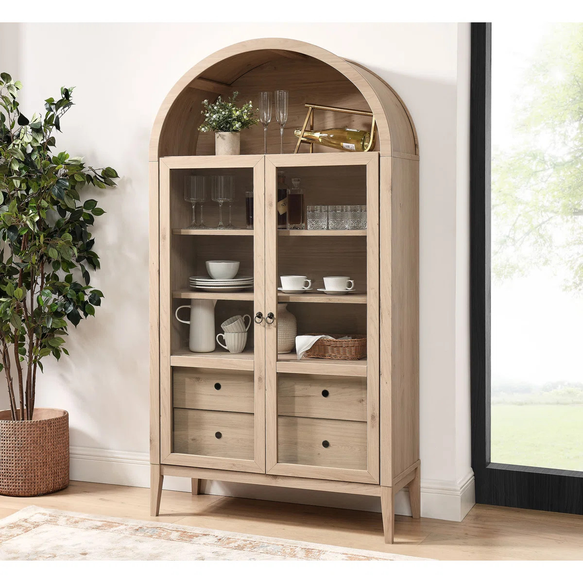 Nolan 74" Tall Arched Storage Display Cabinet | Wayfair North America