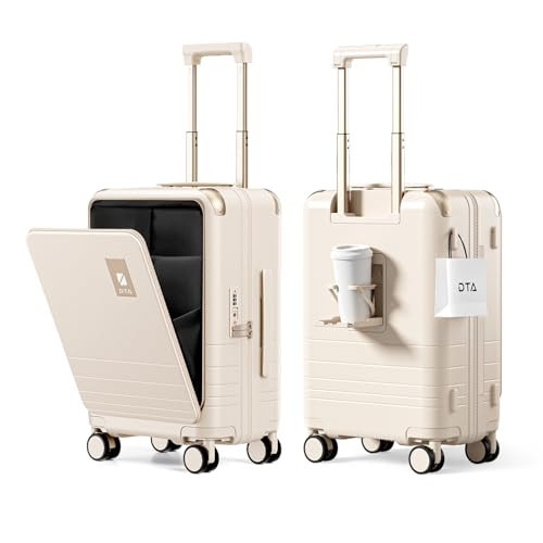 DTA Nova Top Opening PC Hard Shell Suitcase, 20-inch International Carry On Luggage with TSA Lock, 360 Silent Spinner Wheels - Ideal for Business Travel Suitcase (Beige, Carry-On 20-Inch) | Amazon (US)
