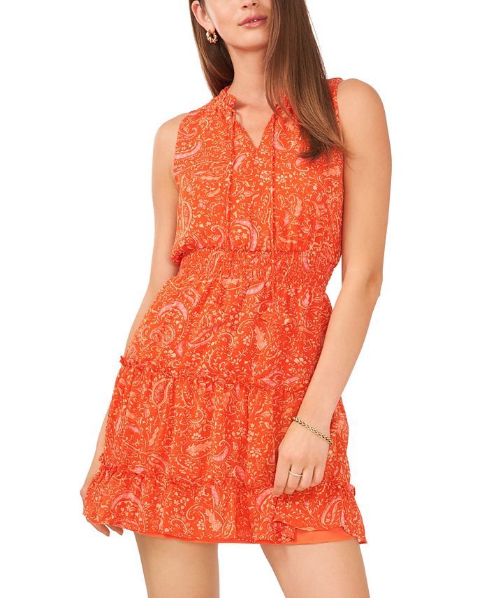 1.STATE Women's Sleeveless Tie-Neck Tiered Mini Dress & Reviews - Dresses - Women - Macy's | Macys (US)