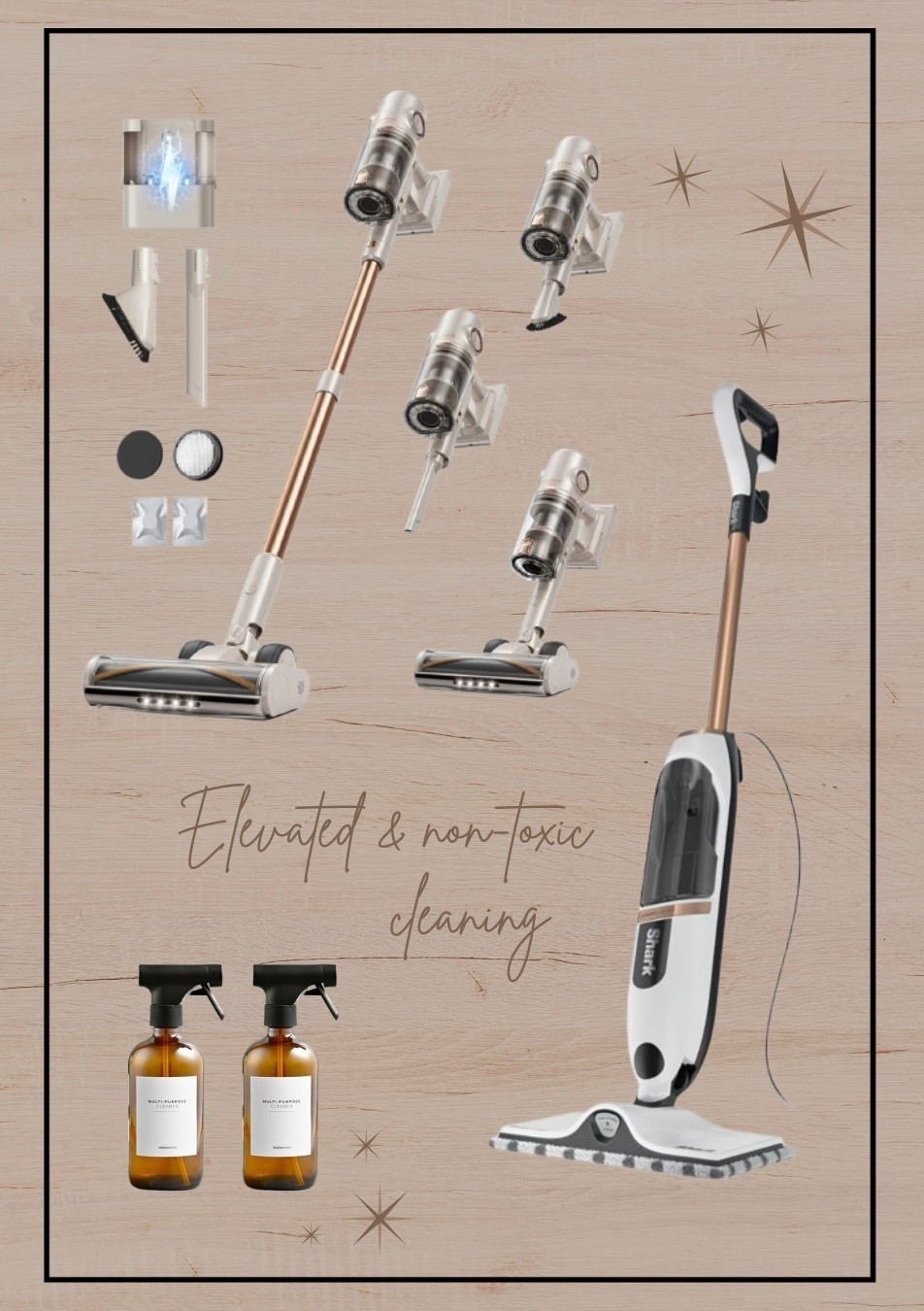 ~ Non-toxic Cleaning ~
        Tools on Sale!
• Beautiful steam mop (use only water to sanitize)
• HEPA filter self charging *cordless vacuum 
• non-toxic all purpose cleaner 
• not your average glass spray bottles with elevated labels

I made sure the extra washable/reusable mop pads fit the steam mop  

#LTKSaleAlert #LTKHome #LTKmomlife