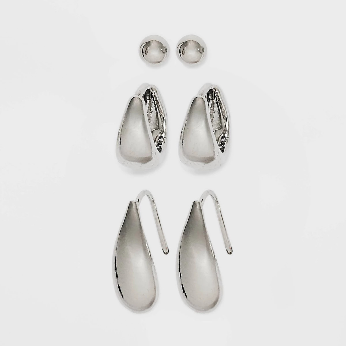 Stud and Hoop Earring Set 3pc - A New Day™ Silver | Target