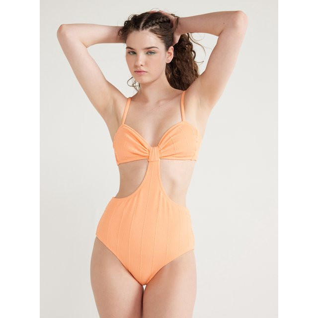 No Boundaries Juniors’ Popcorn Cut Out One Piece Swimsuit, Sizes XS-XXL | Walmart (US)