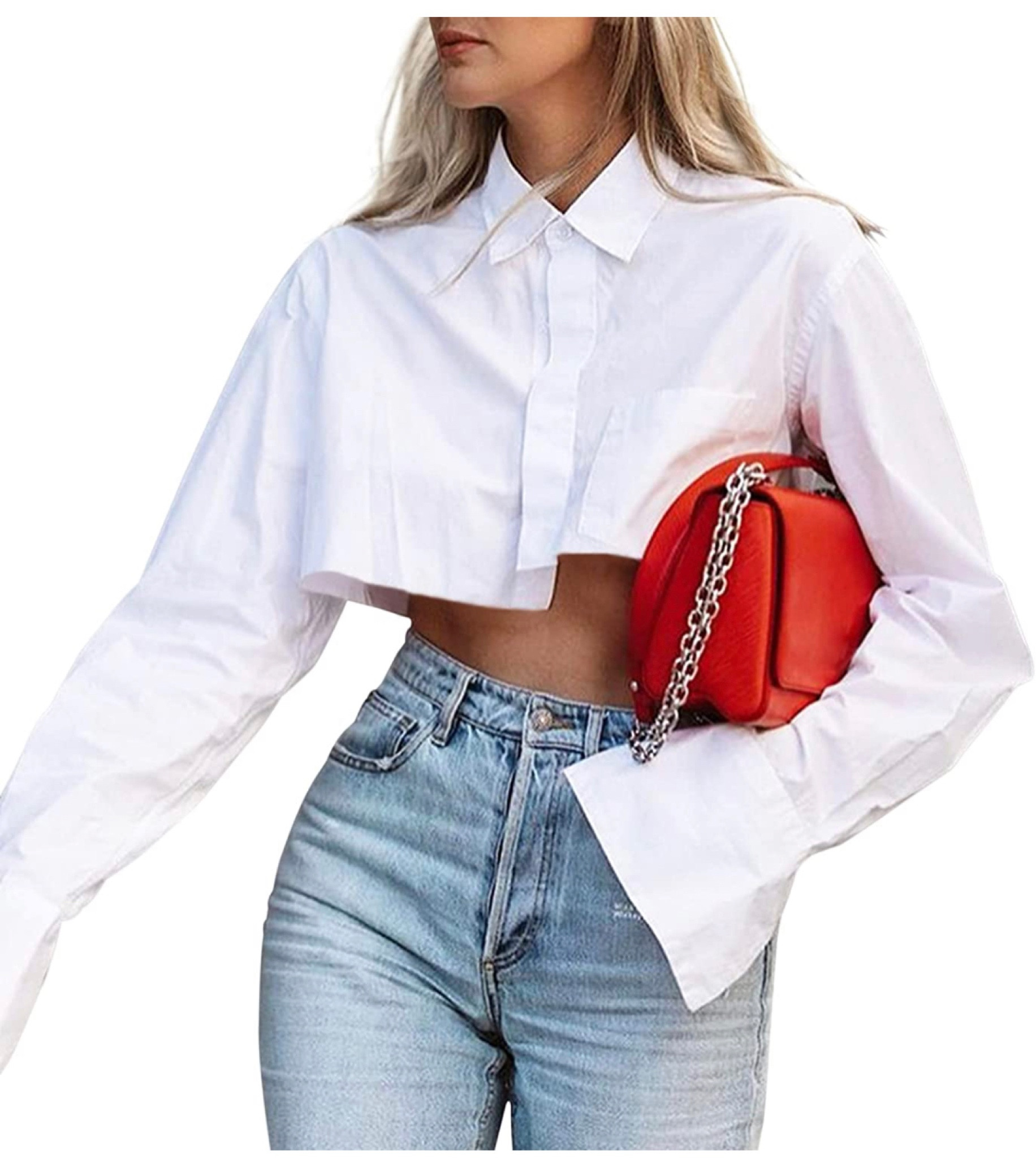 White buttoned down cropped shirt

#LTKunder50 #LTKSeasonal