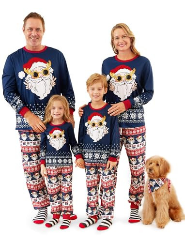 Family Matching Christmas Dog Bandanas: Santa Claus Patterned PJS for Family Reunion Christmas Party Take Photos Gift for Couples - Dog Royalblue | Amazon (US)