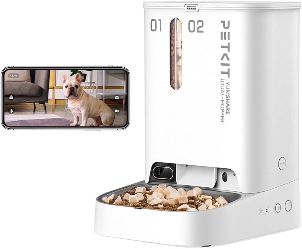 PETKIT Automatic Cat Feeder with Camera,1080P HD Video with Night Vision,Double Hopper Pet Feeder... | Amazon (US)
