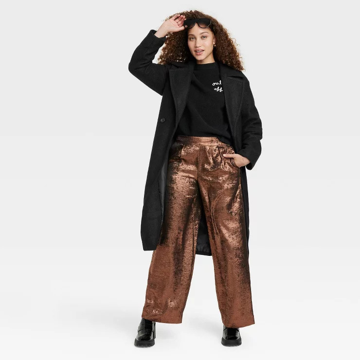 Women's High-Rise Metallic Wide Leg Pants - A New Day™ | Target