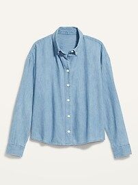 Long-Sleeve Cropped Jean Boyfriend Shirt for Women | Old Navy (US)