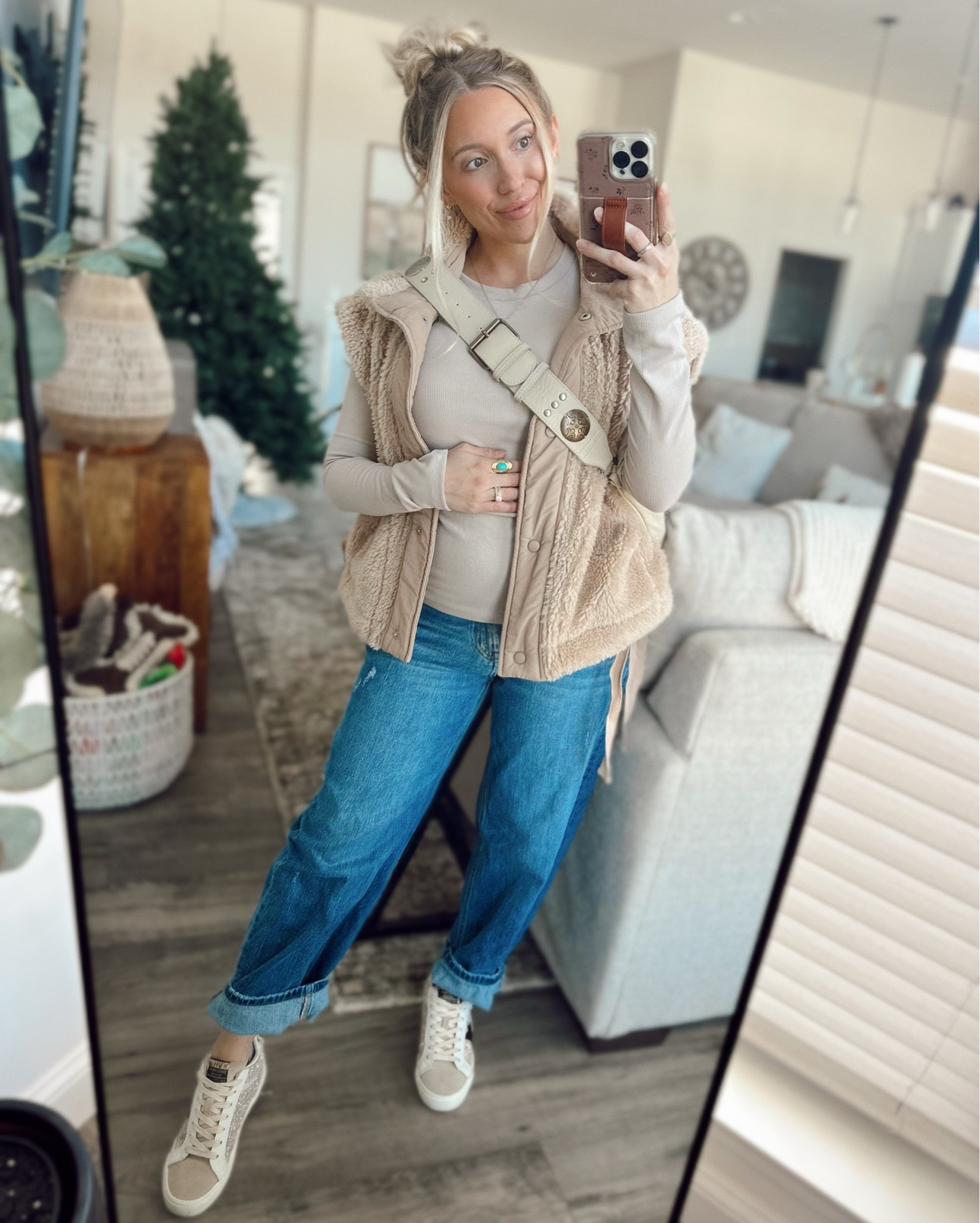 Sherpa Fleece Vest Oversized | Sleeveless Jacket Casual Outerwear | Third Trimester Outfits | Maternity Outfits | Bump Style 

#LTKootd #LTKBaby #LTKBump