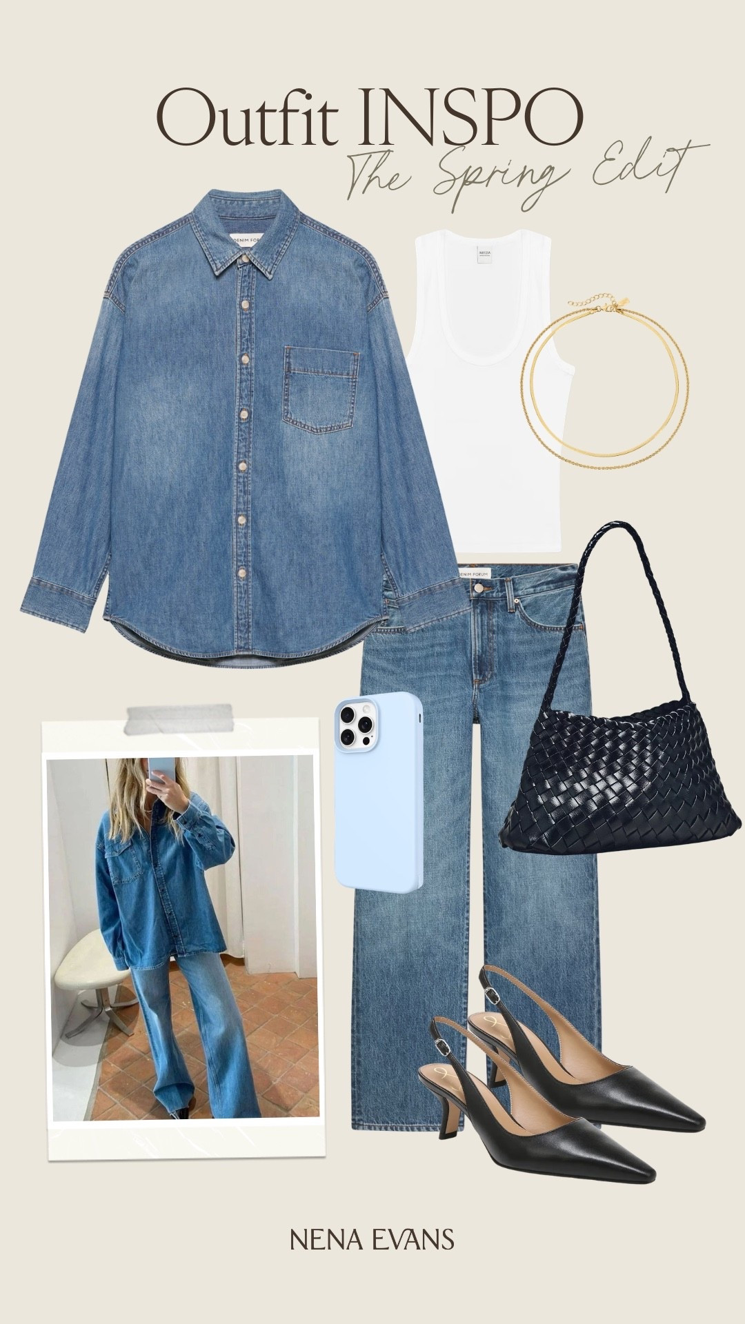 The spring edit outfit inspo 🤍

Spring outfit 
Spring fashion
Date night outfit 
Jeans 
Denim 