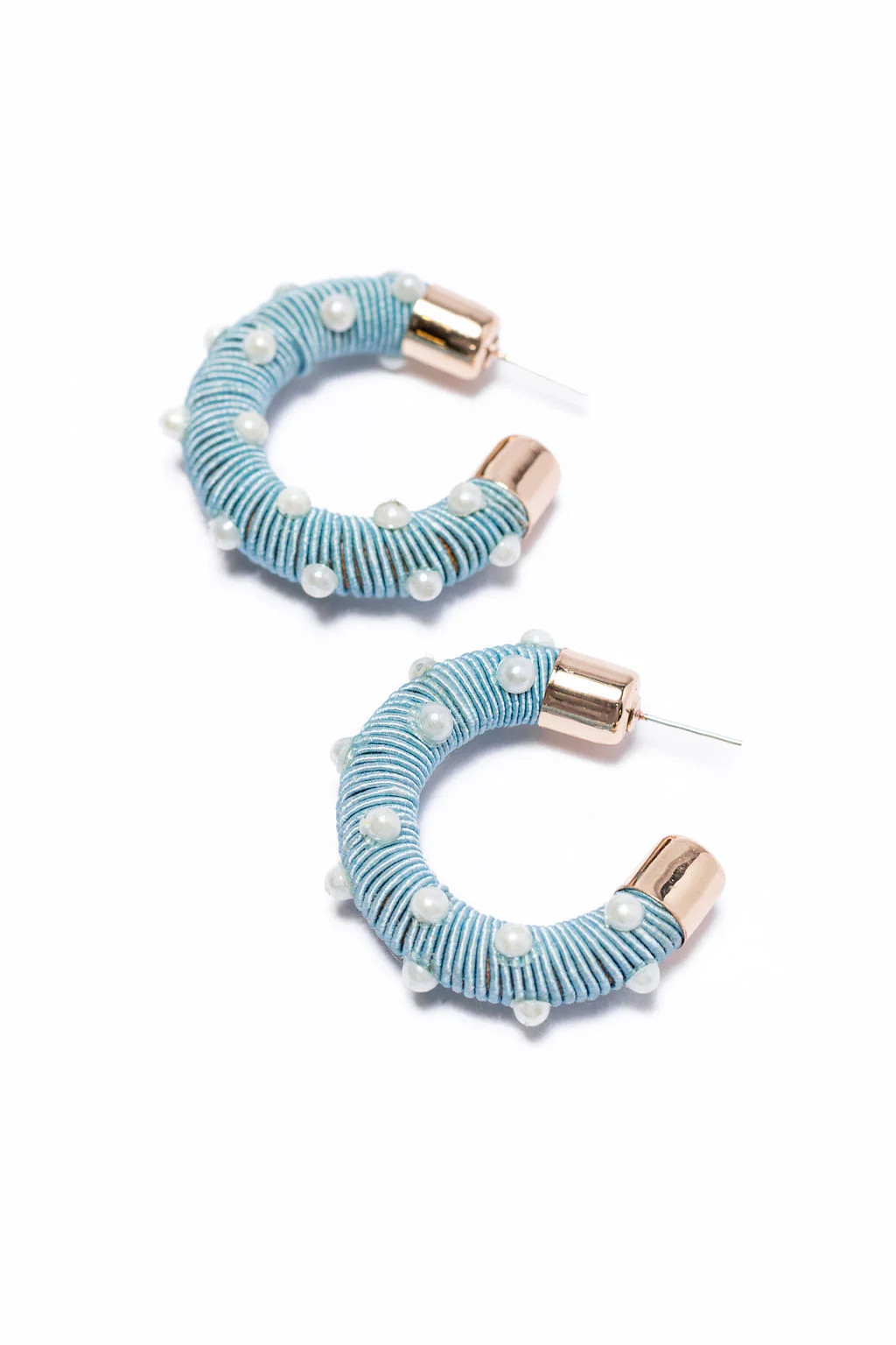 Blue Pearl Hoop Earrings | Pink Lily