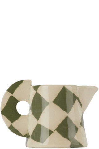 Green & White Small Check Milk Jug | SSENSE