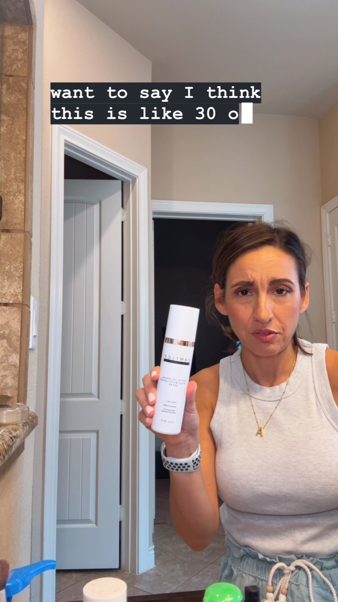 Chatting + the sunscreen I wear on my face. DRMTLGY sunscreen with a slight tint. 
Skincare 
Face sunscreen

#LTKBeauty #LTKSwim #LTKOver40