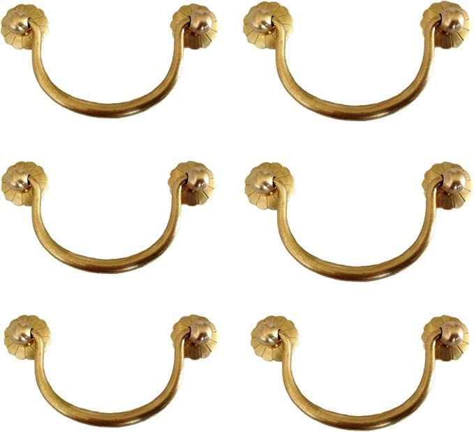 Txinmin 6 Pack Traditional Bail Cabinet Hardware Handle Pull Antique Brass Drawer Pull, 3-3/20 In... | Amazon (US)