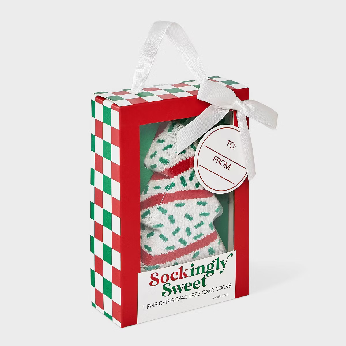 Women's Christmas Tree Cake Crew Socks - White/Red/Green 4-10 | Target