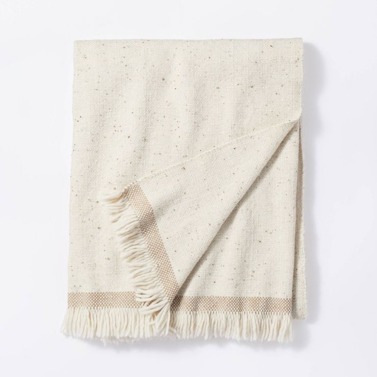 Woven Striped Border Nep Throw Blanket with Fringes - Threshold™ designed with Studio McGee | Target