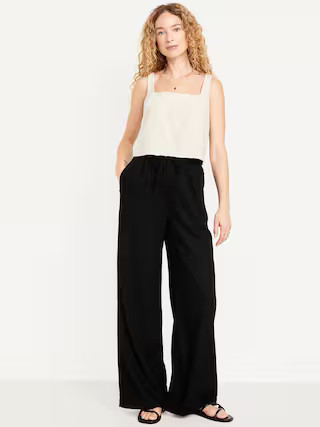 High-Waisted Linen-Blend Super Wide-Leg Pants | Old Navy (US)