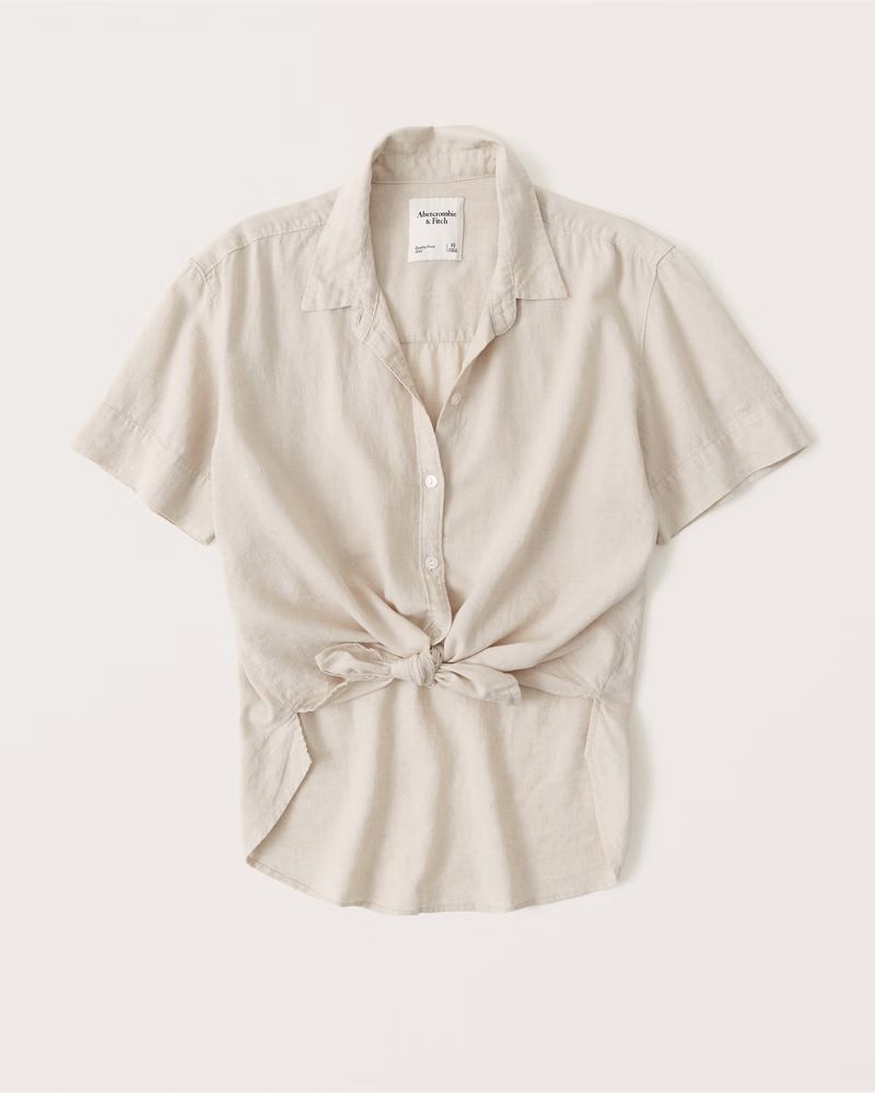 Short-Sleeve Resort Boyfriend Shirt | Abercrombie & Fitch (US)