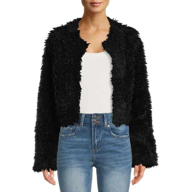 Madden NYC Women's Cropped Faux Fur Jacket | Walmart (US)