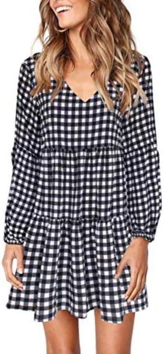 Amoretu Women Summer Tunic Dress V Neck Casual Loose Flowy Swing Shift Dresses | Amazon (US)