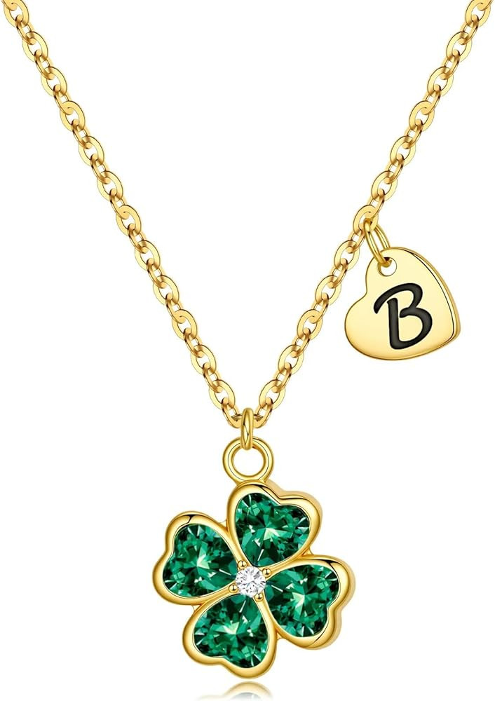 MONOOC Lucky Green Clover Necklace for Women Girls - Dainty Four Leaf Clover Necklaces 14K-Gold-P... | Amazon (US)
