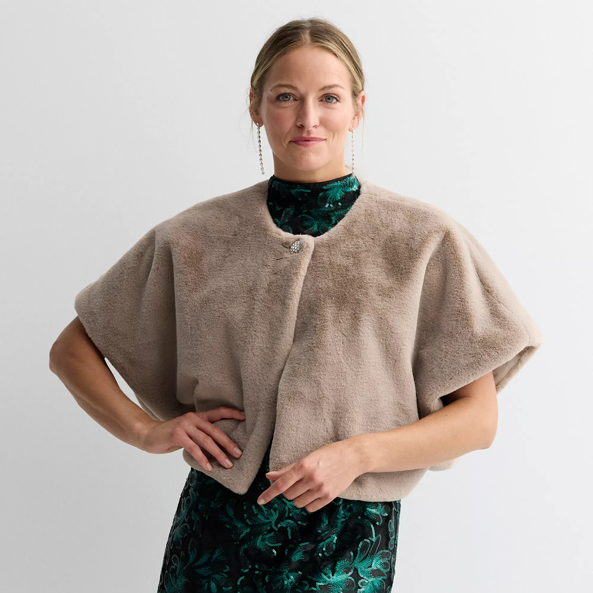 Women's Robbie Bee Faux Fur with Satin Lining Cape Completer | Kohl's