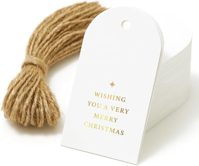 50 Large Christmas Gift Tags with String Attached - Cute Merry Christmas Tags for Gifts and Packa... | Amazon (US)