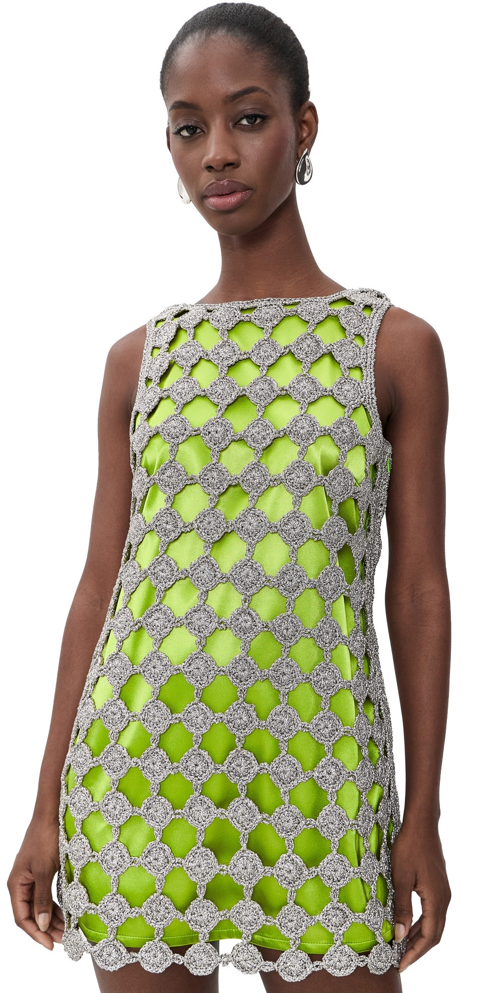 SIMONMILLER Sina Crochet Mini Dress Moss/Satellite Silver M | Shopbop