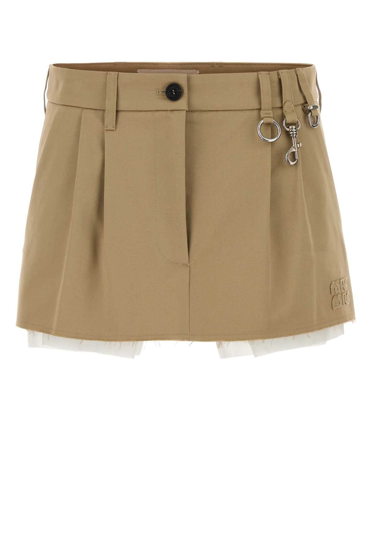 Miu Miu Pleated Cotton Skirt — Beige | Italist Inc.